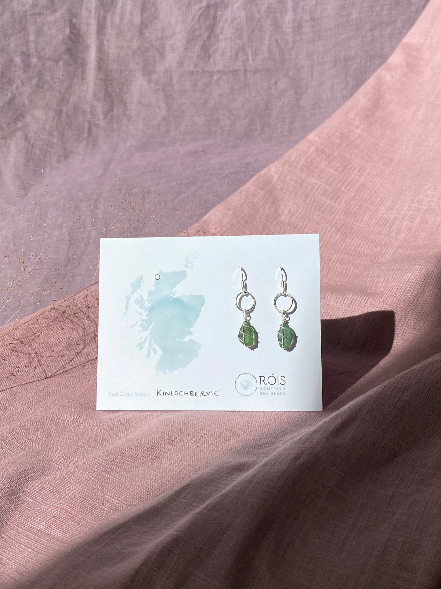 Thea Earrings in Silver & Dark Green