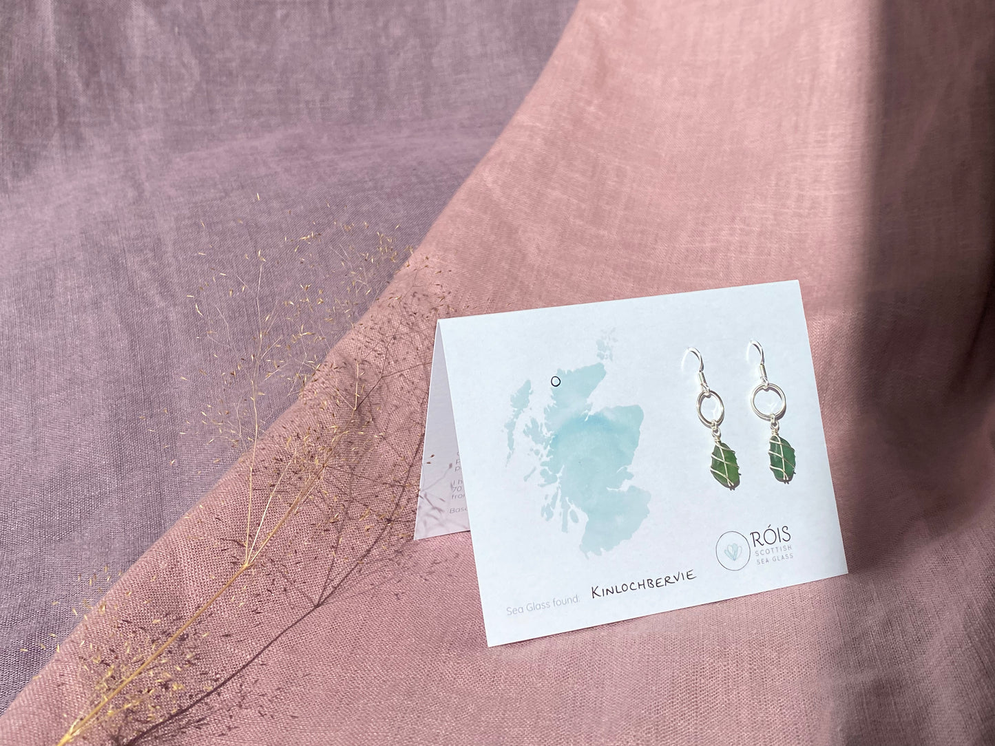 Thea Earrings in Silver & Dark Green