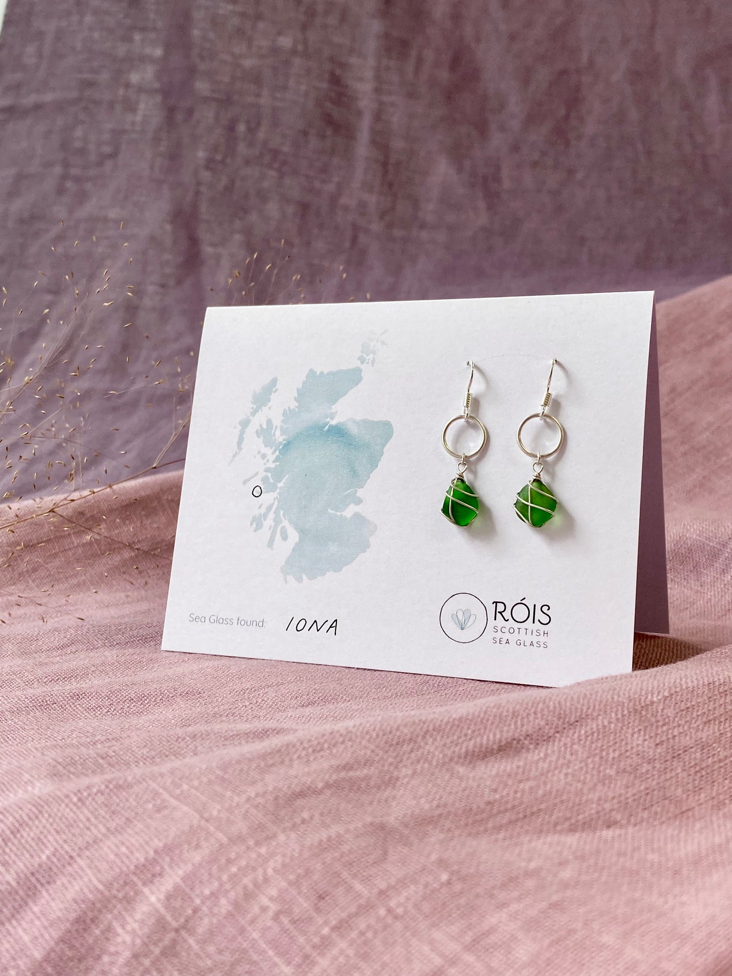 Thea Earrings in Silver & Bright Green