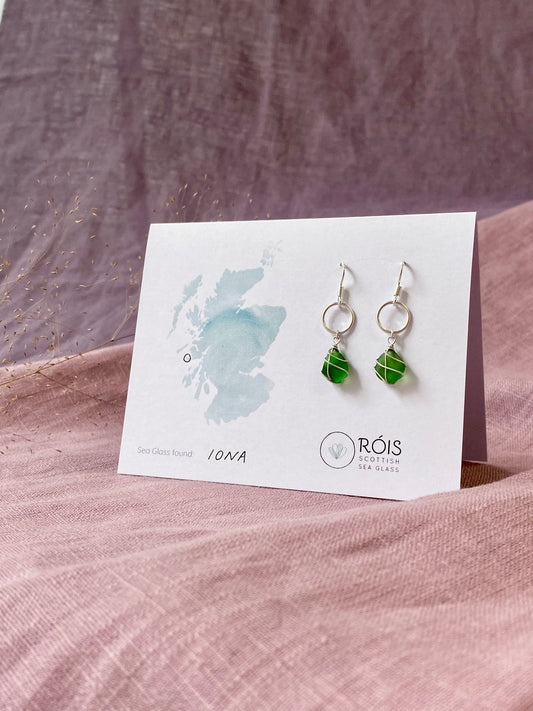 Thea Earrings in Silver & Bright Green