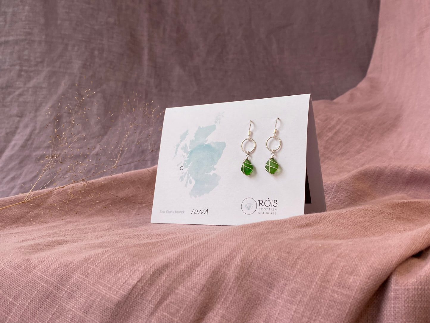 Thea Earrings in Silver & Bright Green