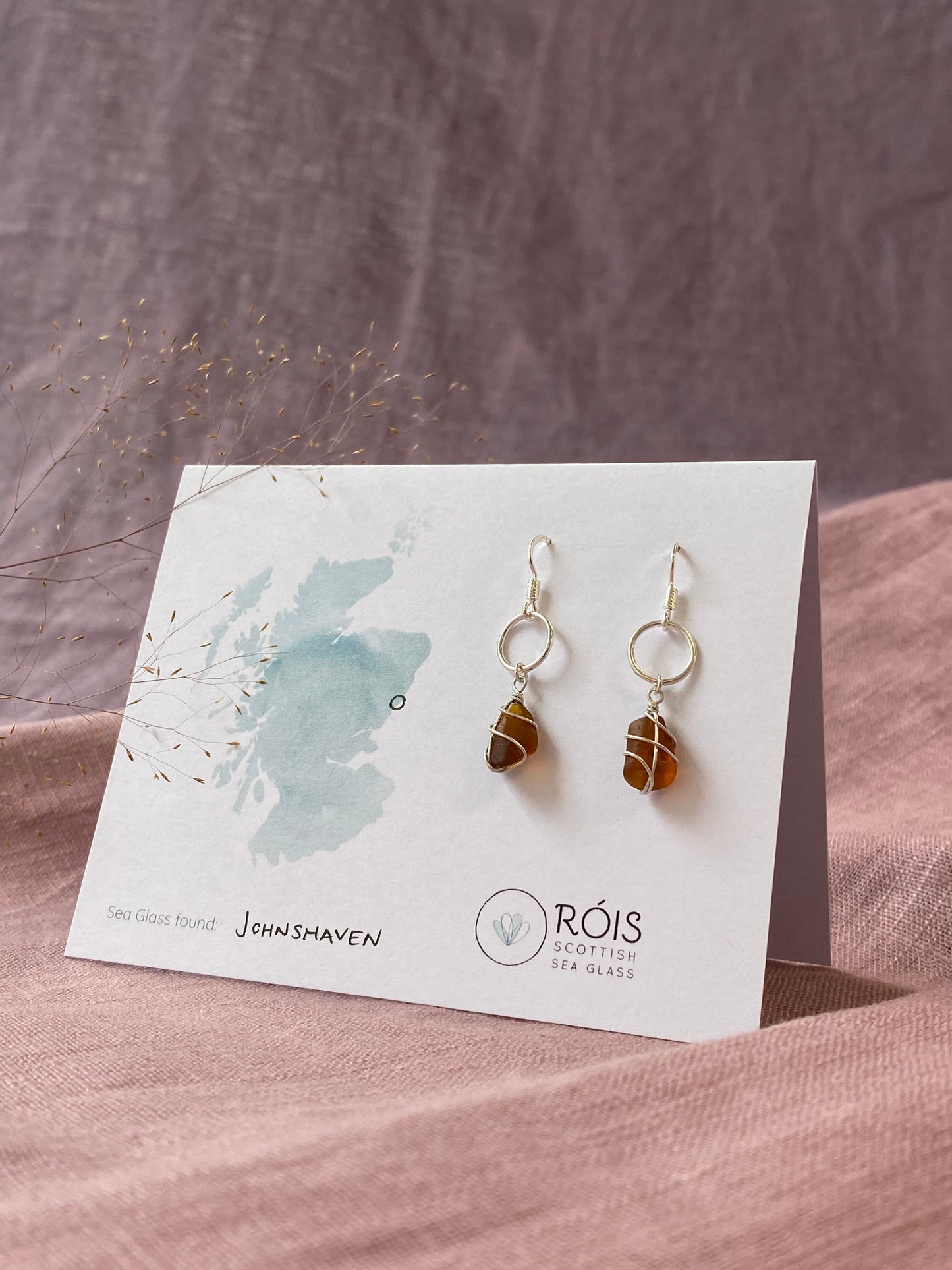 Thea Earrings in Silver & Amber