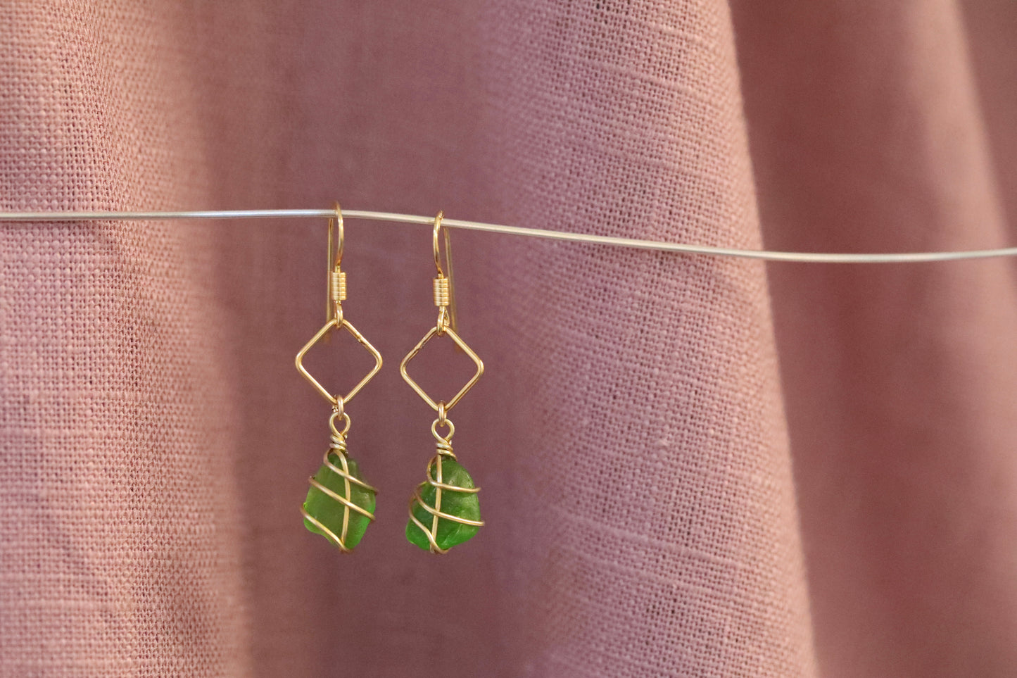 Xanthe Earrings in Gold & Bright Green