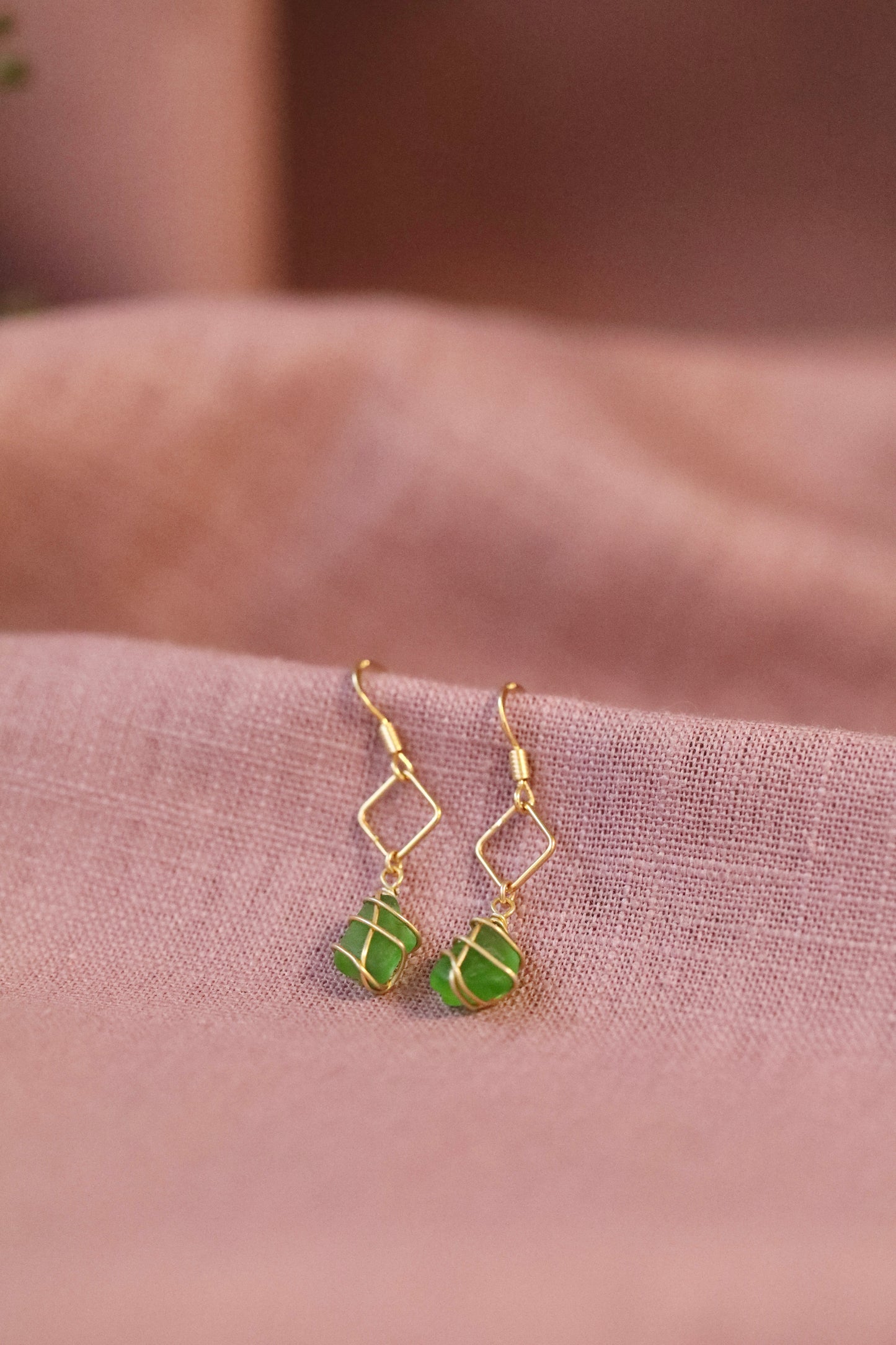 Xanthe Earrings in Gold & Bright Green