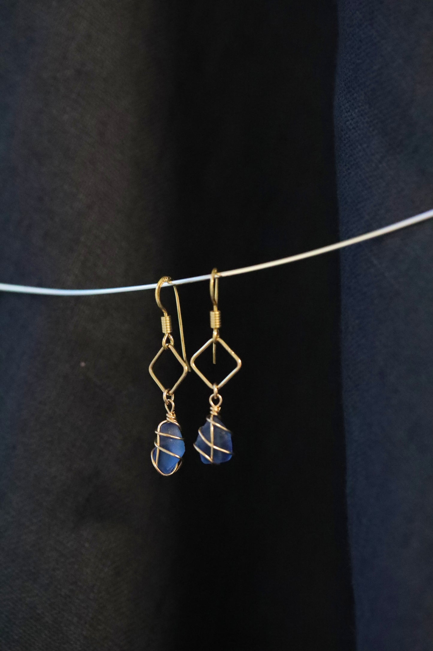 Xanthe Earrings in Gold & Cornflower Blue