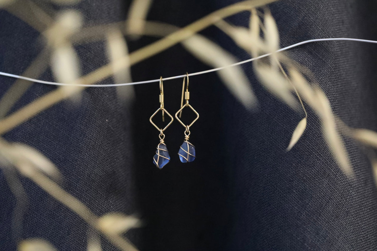 Xanthe Earrings in Gold & Cornflower Blue