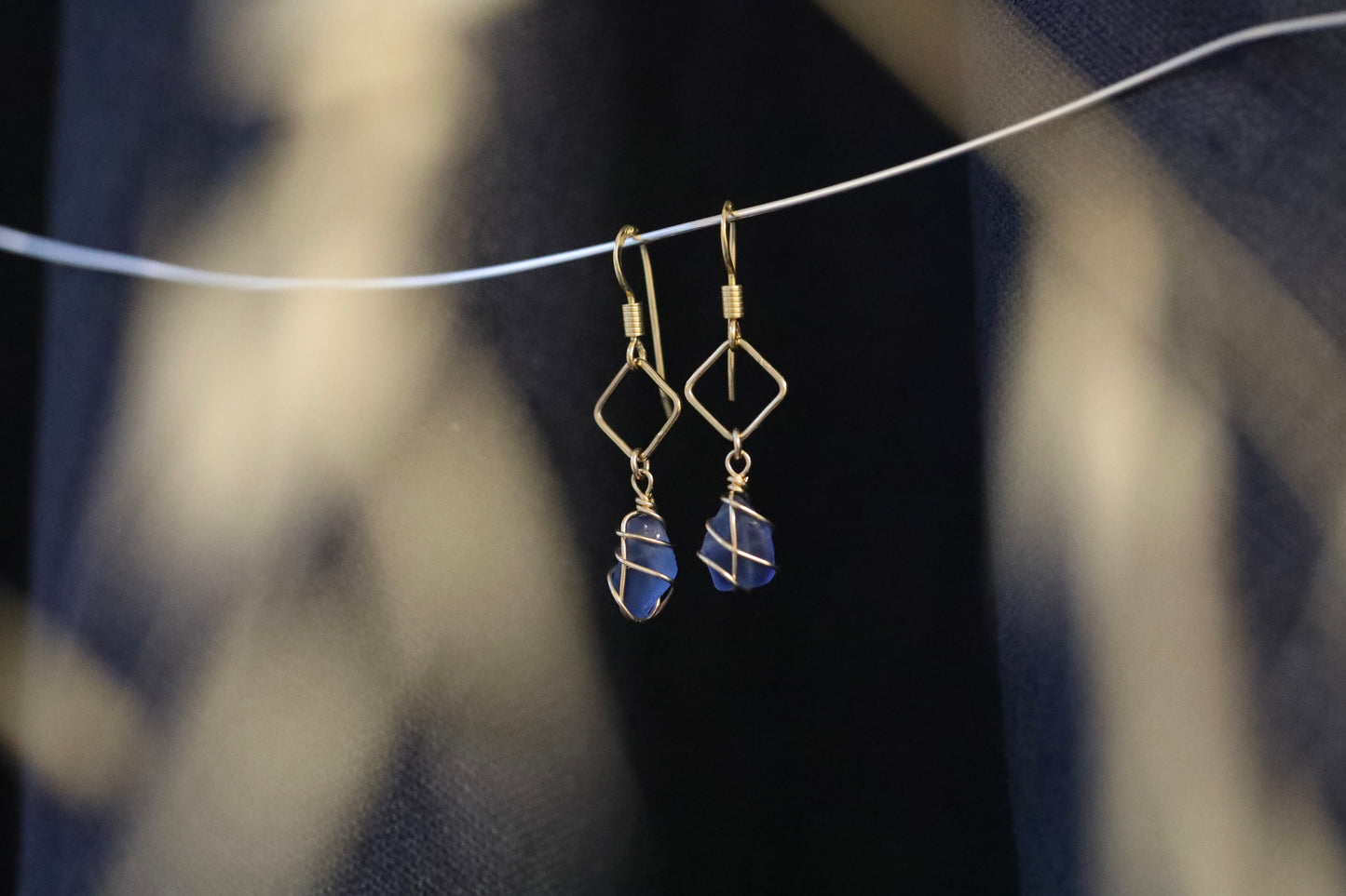 Xanthe Earrings in Gold & Cornflower Blue