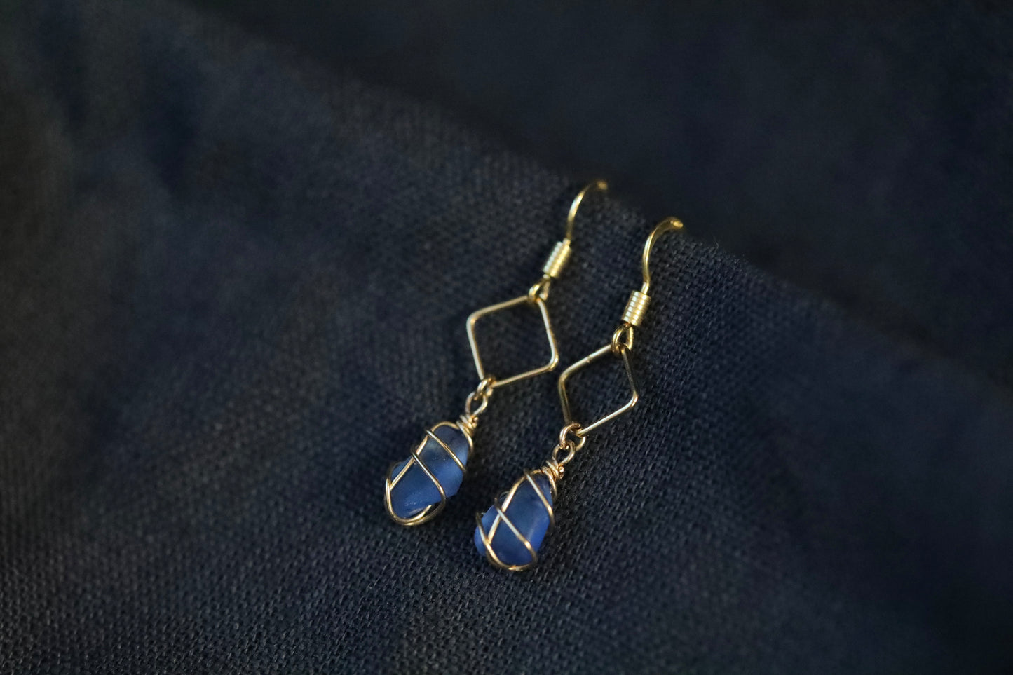 Xanthe Earrings in Gold & Cornflower Blue