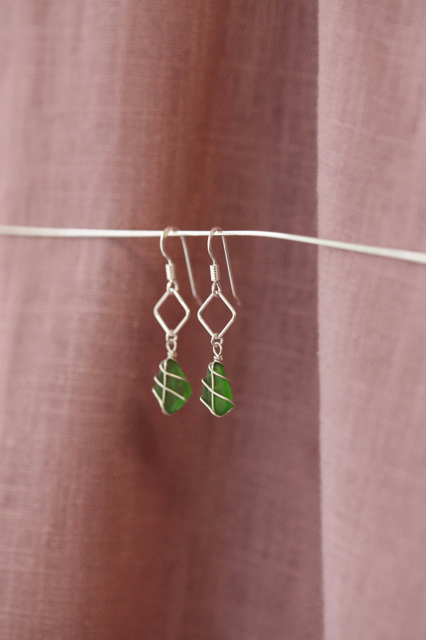 Xanthe Earrings in Silver & Bright Green