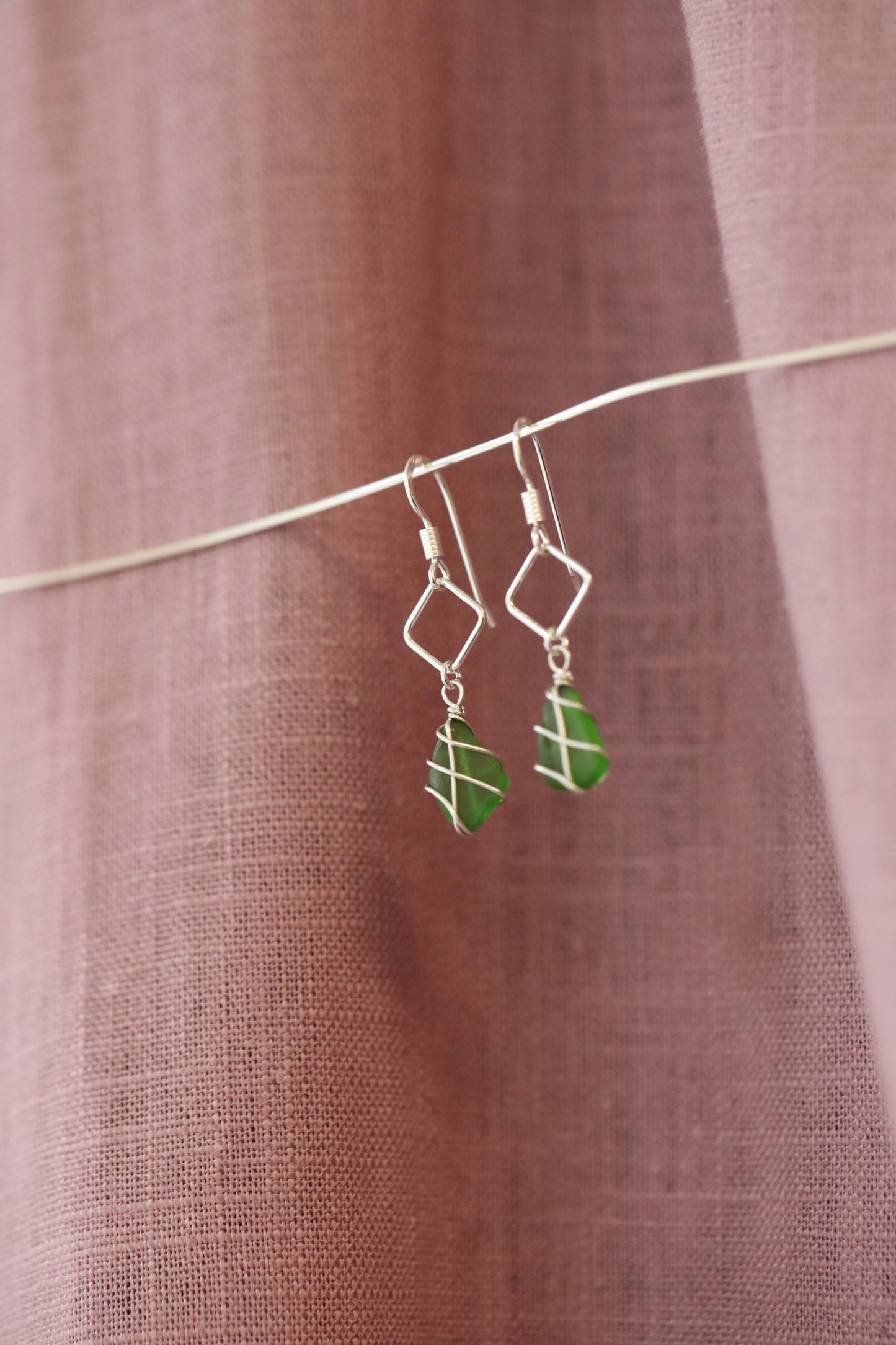 Xanthe Earrings in Silver & Bright Green