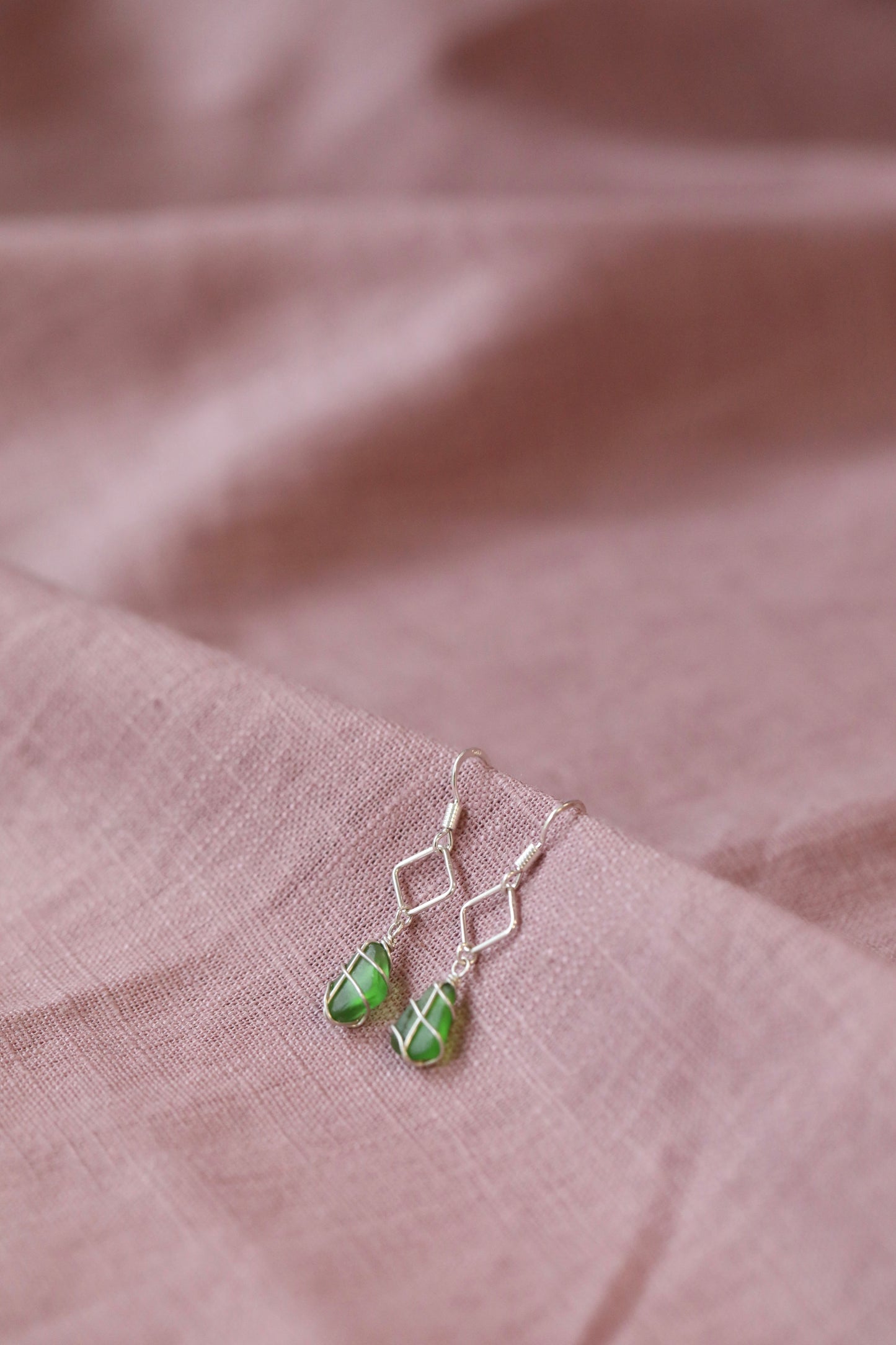 Xanthe Earrings in Silver & Bright Green