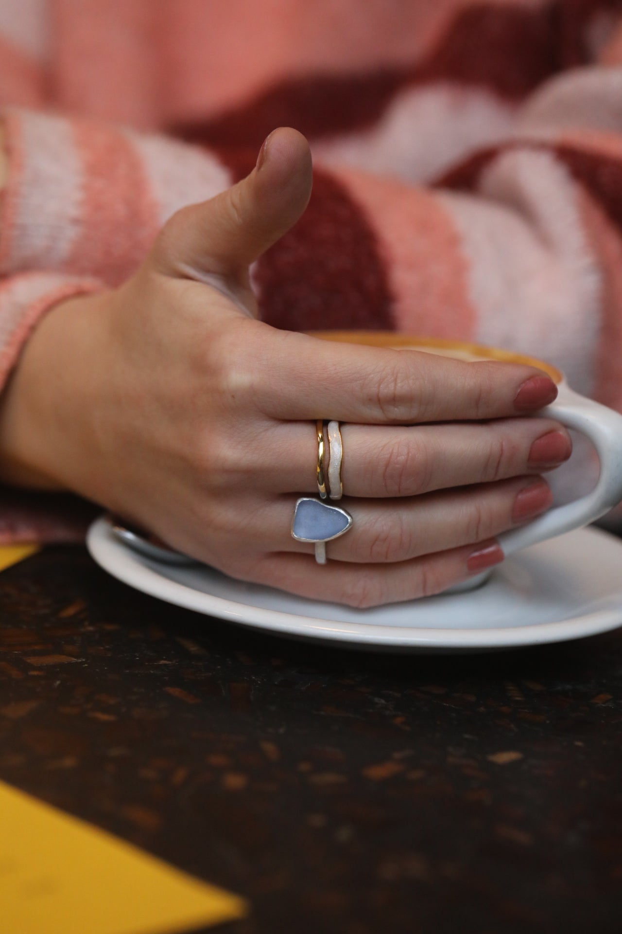 GLENCOE cornflower blue & silver ring - Size L