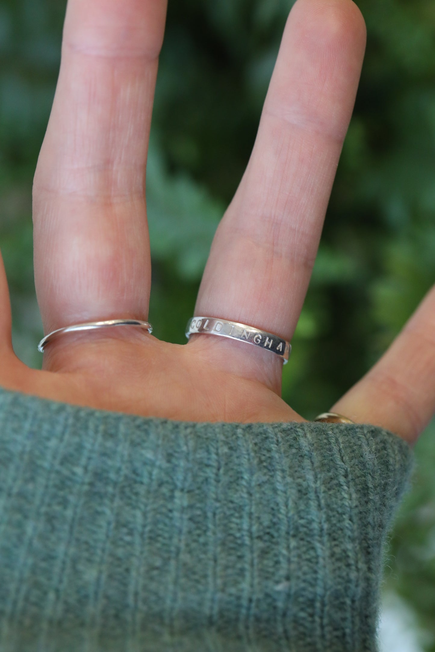 COLDINGHAM lime green & silver ring - Size P