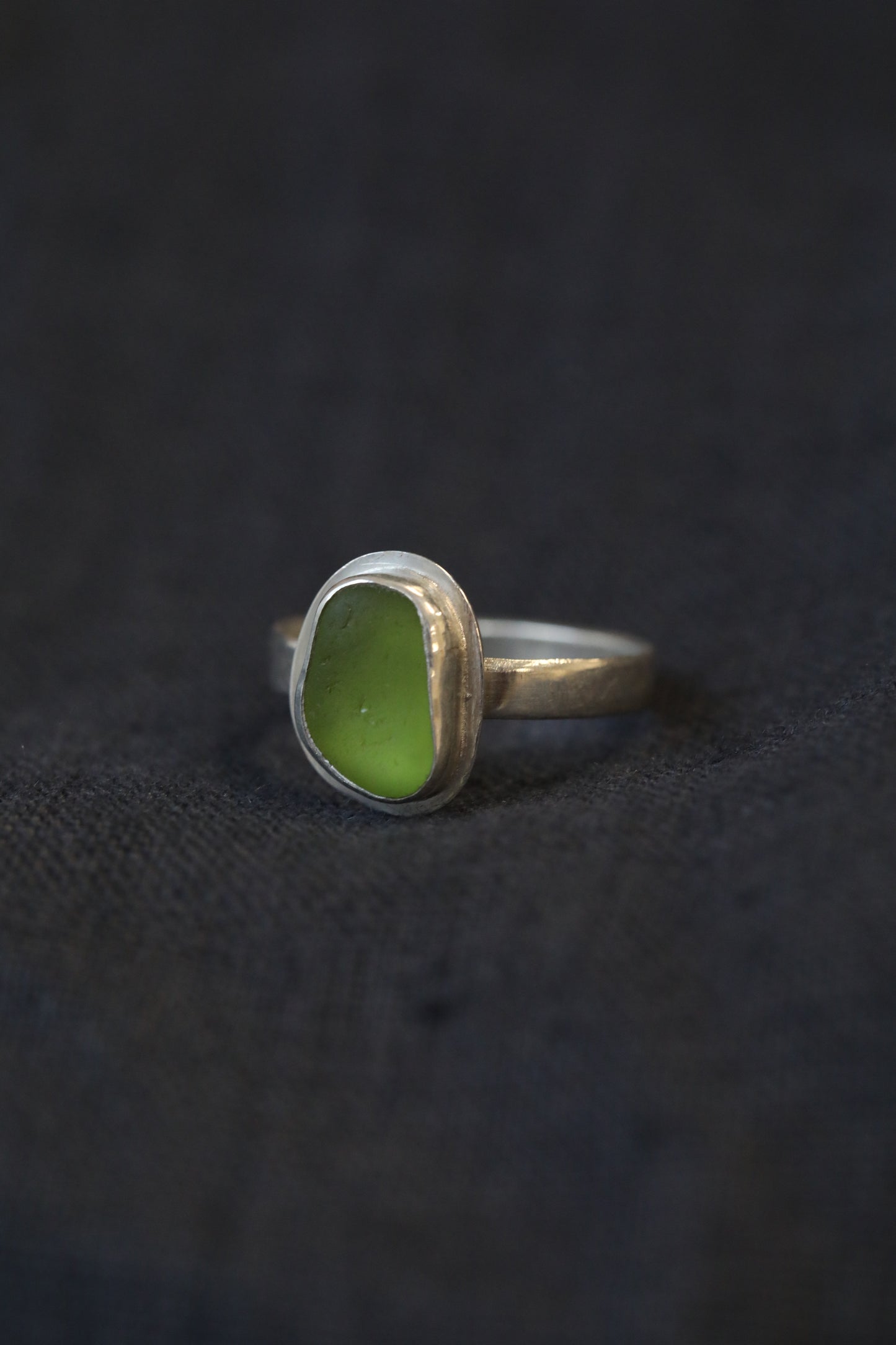 COLDINGHAM lime green & silver ring - Size P