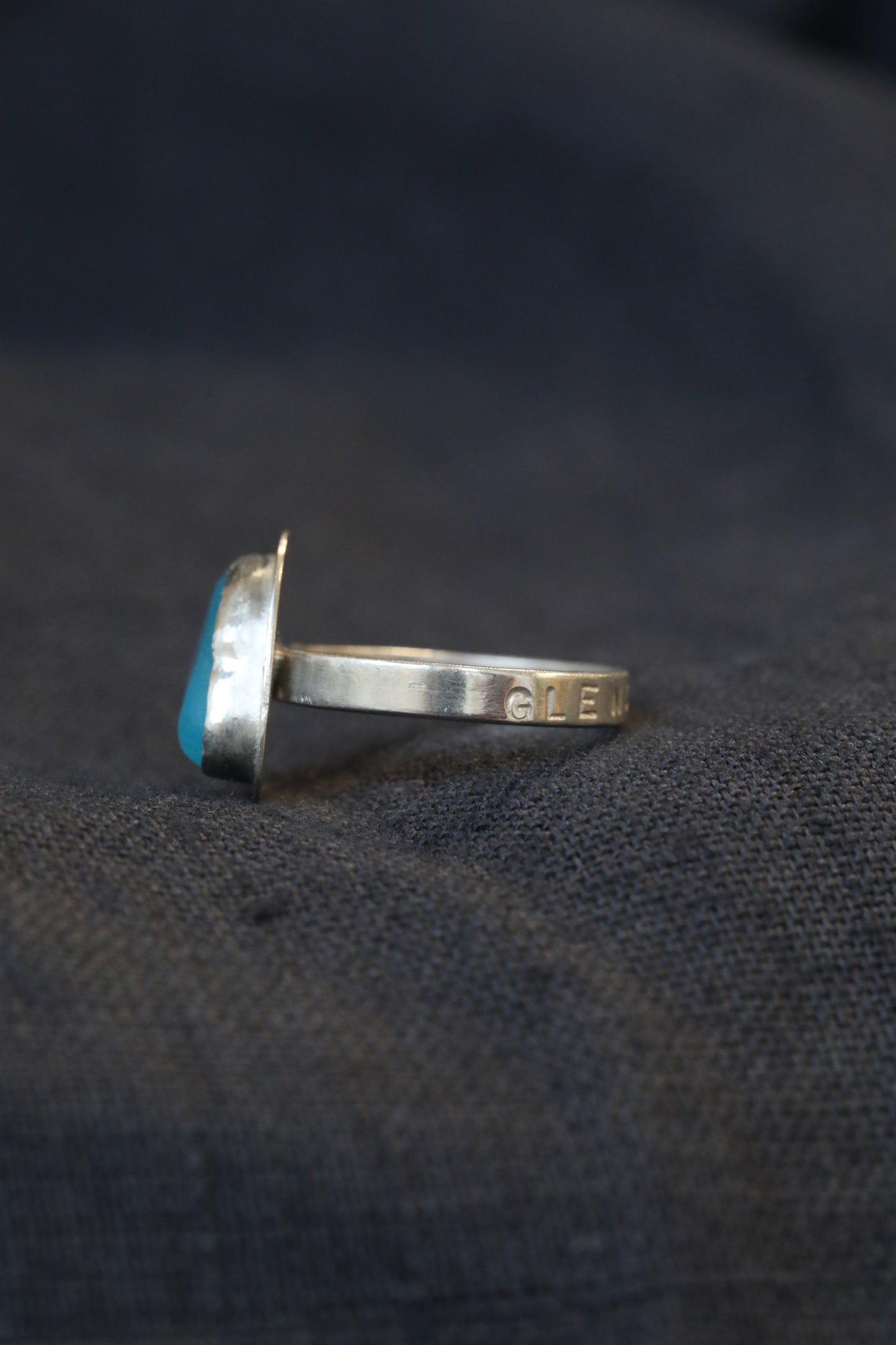 GLENCOE no.2 turquoise & silver ring - Size O