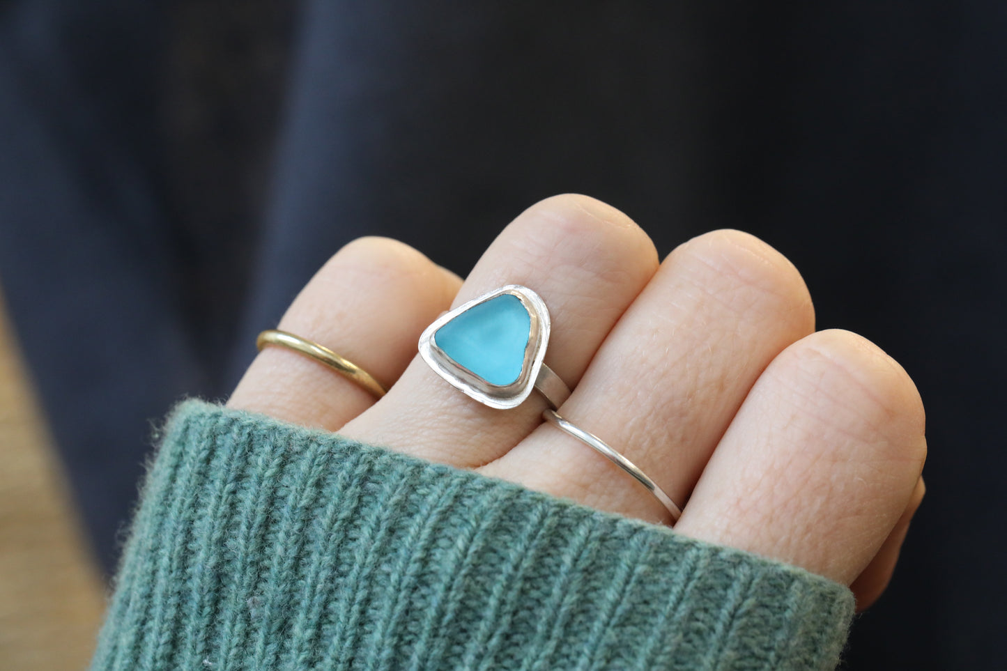 GLENCOE no.2 turquoise & silver ring - Size O