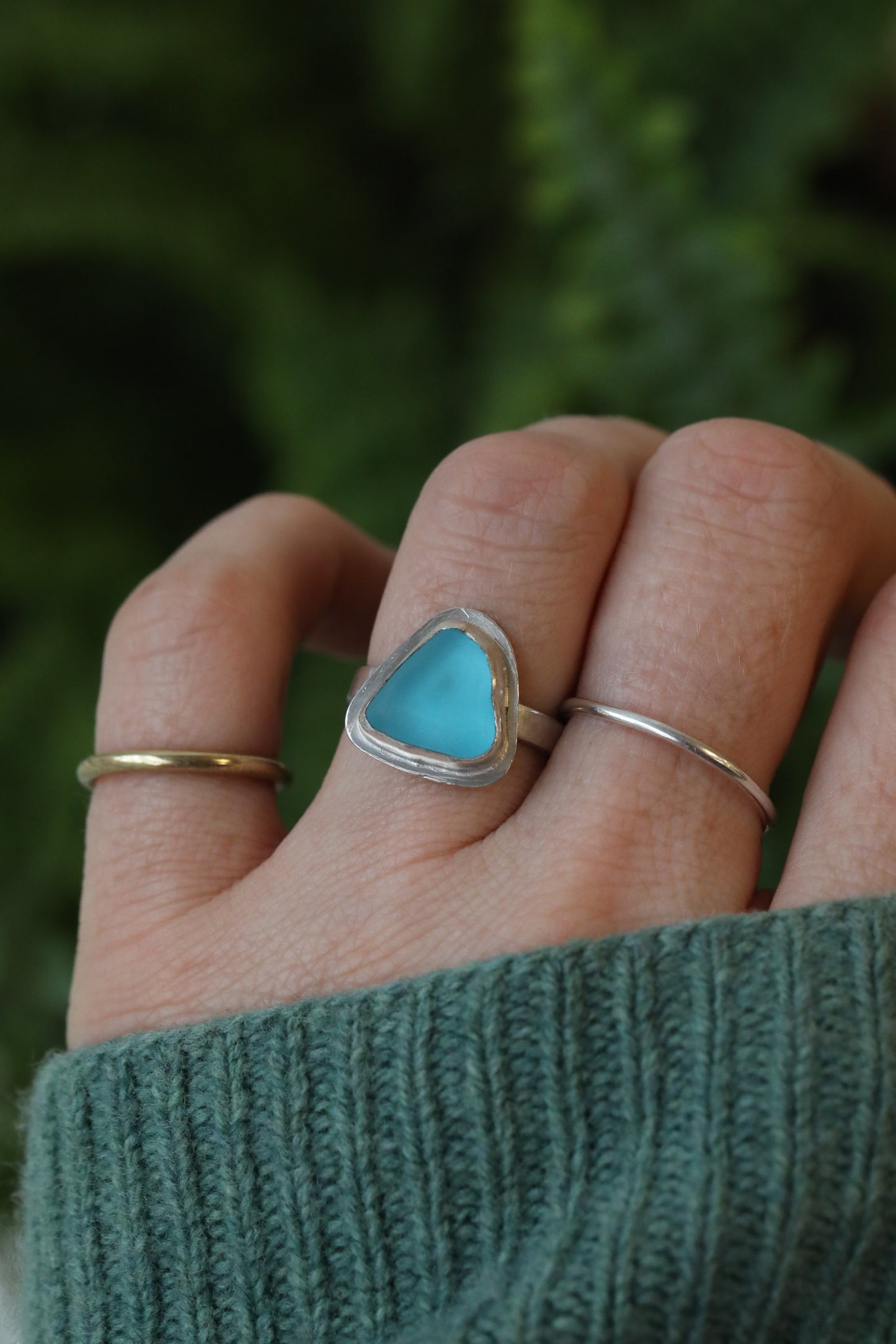 GLENCOE no.2 turquoise & silver ring - Size O