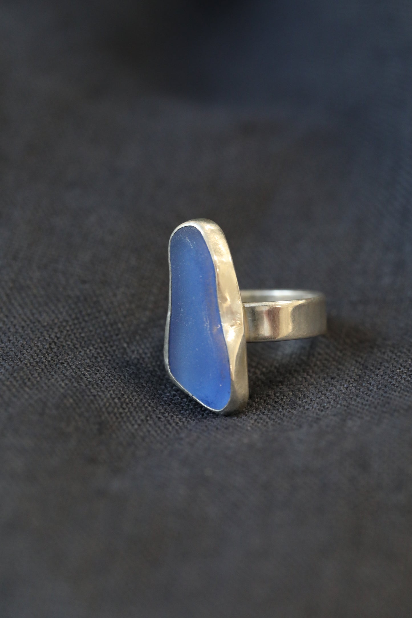 KINTYRE denim blue & silver ring - Size M