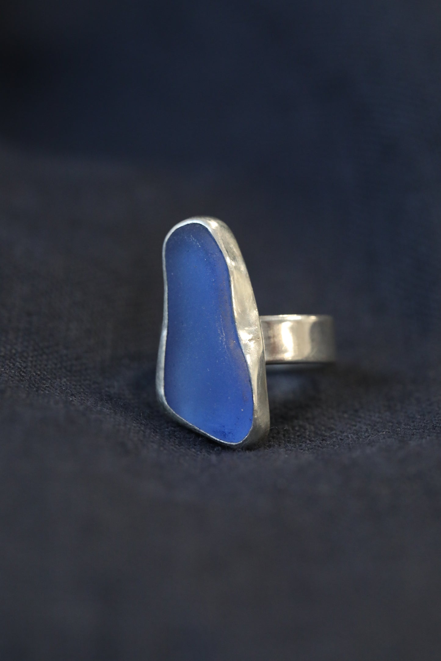 KINTYRE denim blue & silver ring - Size M