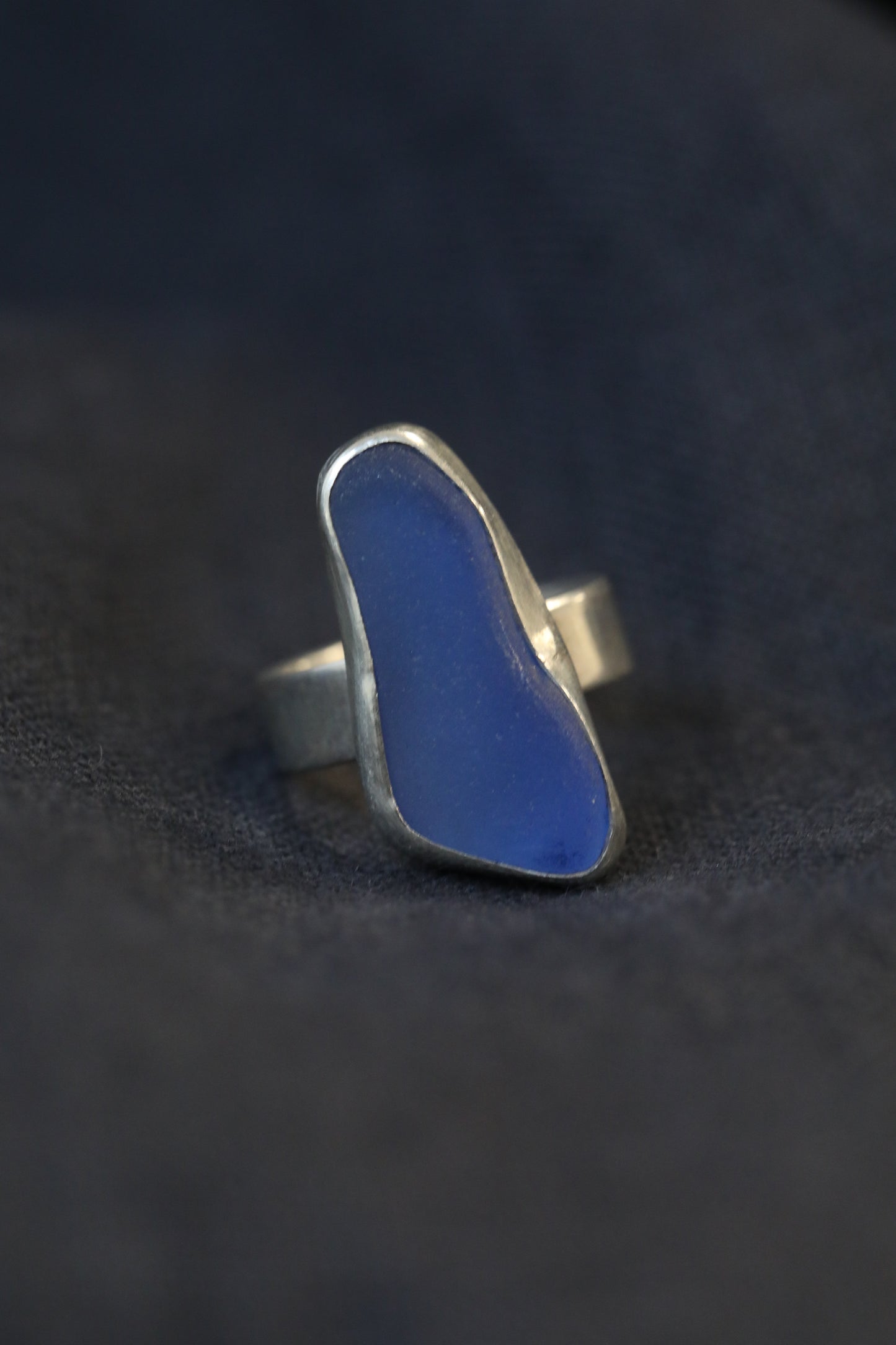 KINTYRE denim blue & silver ring - Size M