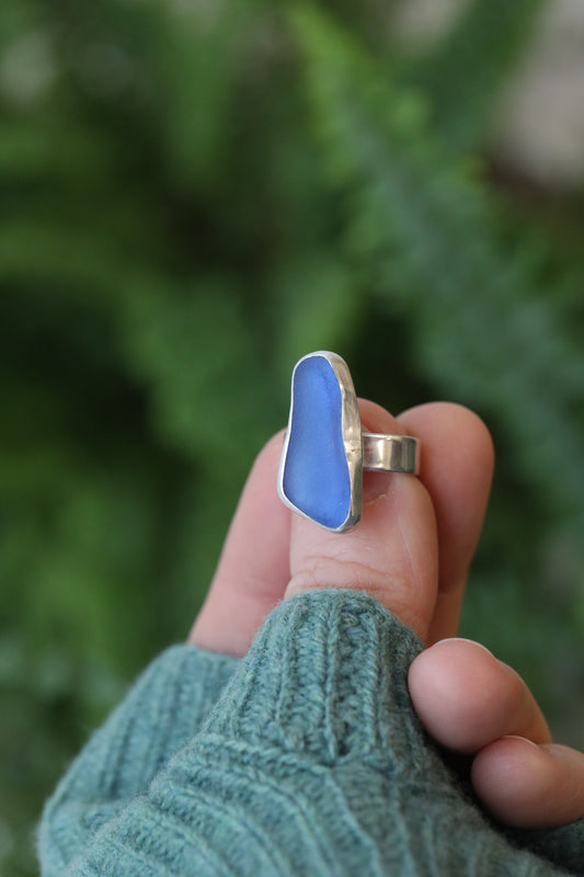 KINTYRE denim blue & silver ring - Size M