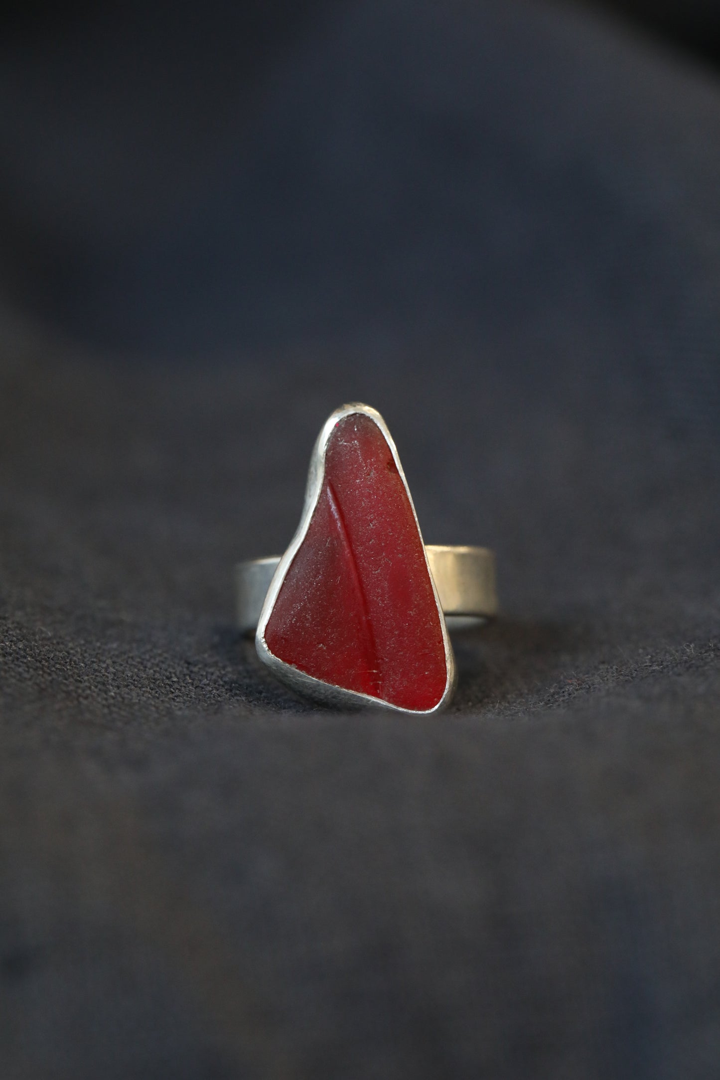 GLENCOE red & silver ring - Size M