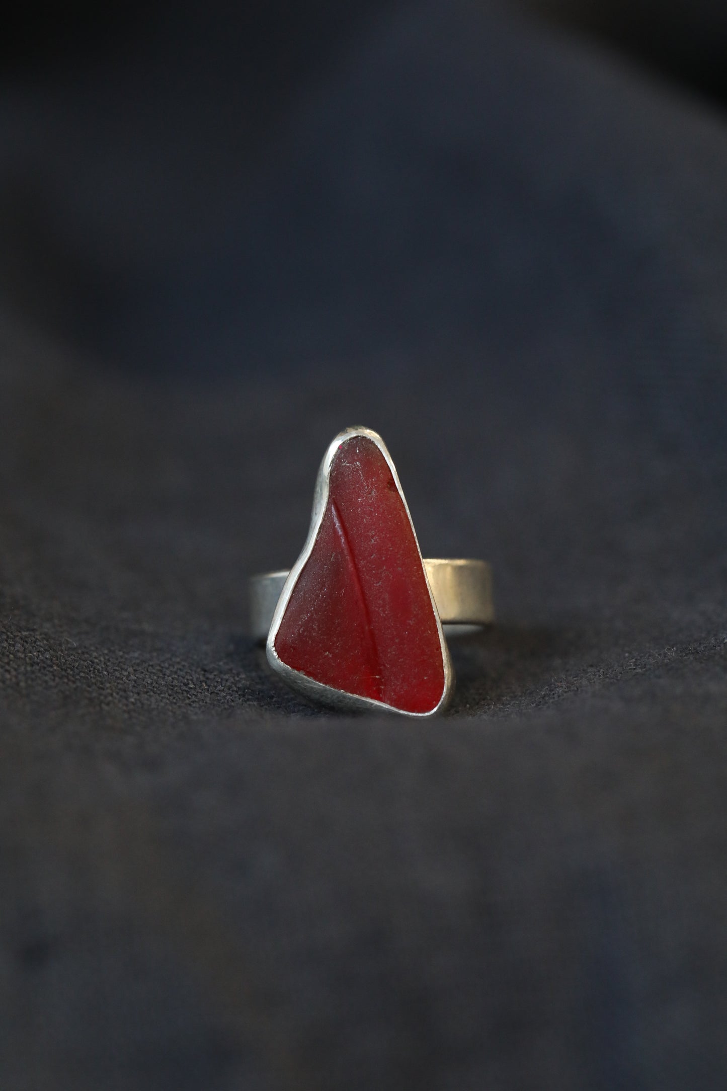 GLENCOE red & silver ring - Size M