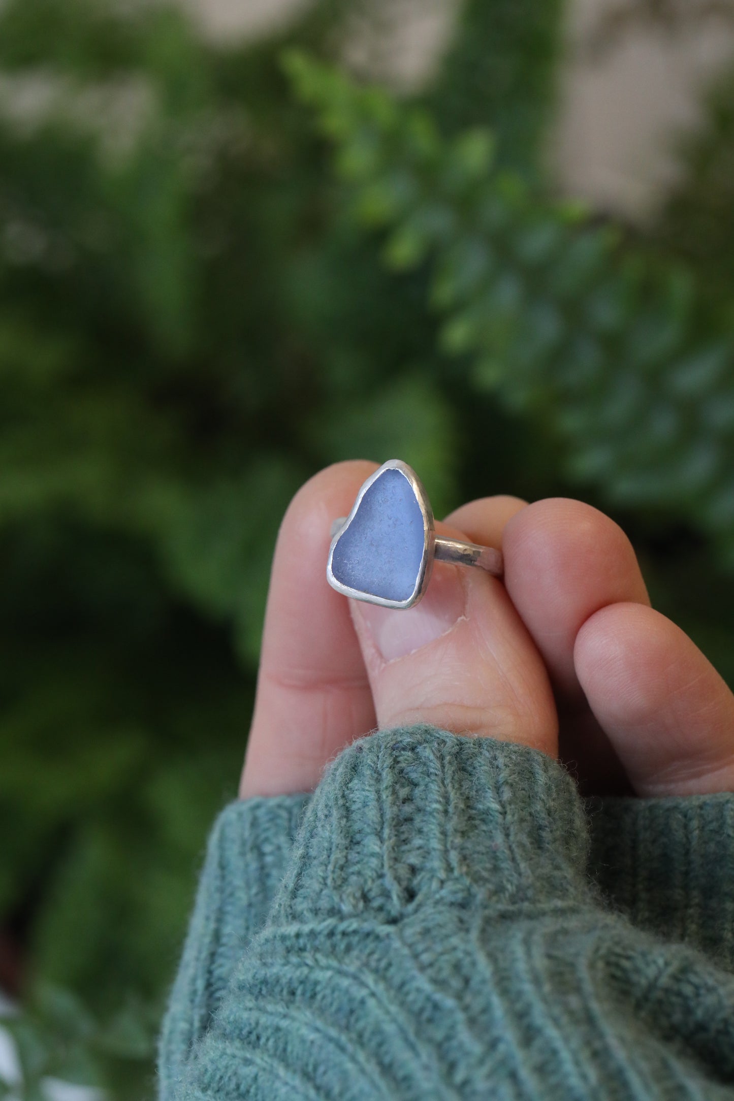 GLENCOE cornflower blue & silver ring - Size L